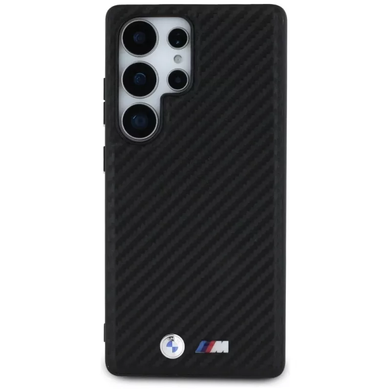 BMW Leather Carbon MagSafe Case para Samsung Galaxy S25 Ultra preto