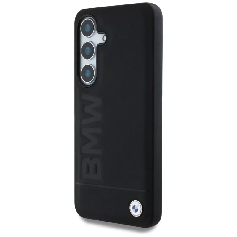 BMW Leder Big Wordmark Case para Samsung Galaxy S25 preto
