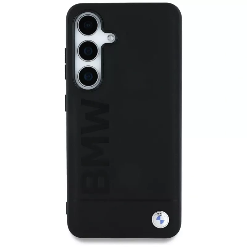 BMW Leder Big Wordmark Case para Samsung Galaxy S25 preto