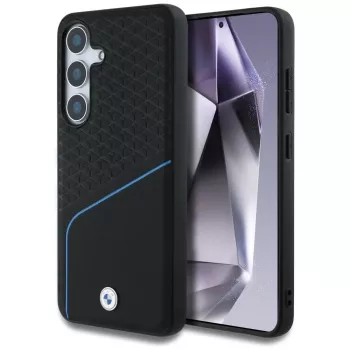 BMW Leder-TEXTURED e liso MagSafe Case para Samsung Galaxy S25 preto