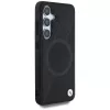BMW Leder-Halbtextur MagSafe Case para Samsung Galaxy S25 preto
