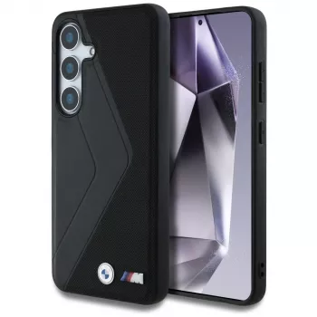 BMW Leather Oversized Stripes MagSafe Case para Samsung Galaxy S25 preto