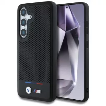 BMW Leder-Tricolor-Streifen MagSafe Case para Samsung Galaxy S25 preto