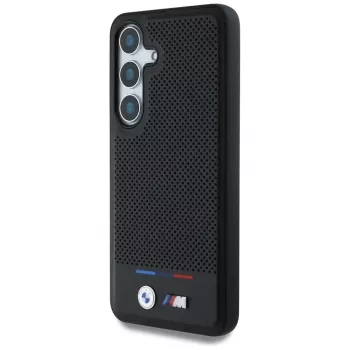BMW Leder-Tricolor-Streifen MagSafe Case para Samsung Galaxy S25 preto