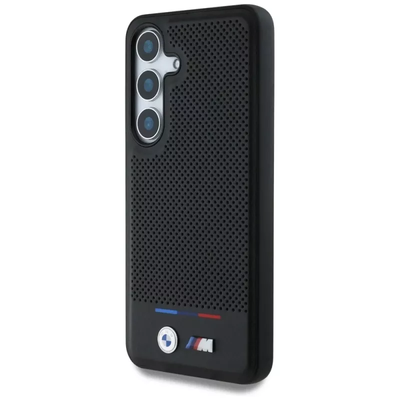 BMW Leder-Tricolor-Streifen MagSafe Case para Samsung Galaxy S25 preto