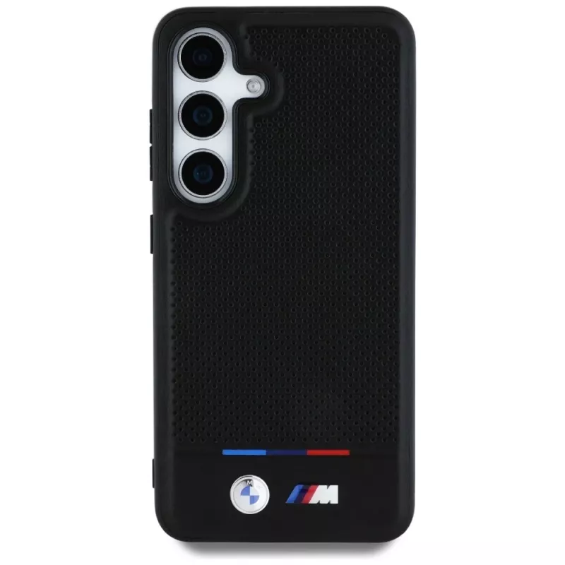 BMW Leder-Tricolor-Streifen MagSafe Case para Samsung Galaxy S25 preto