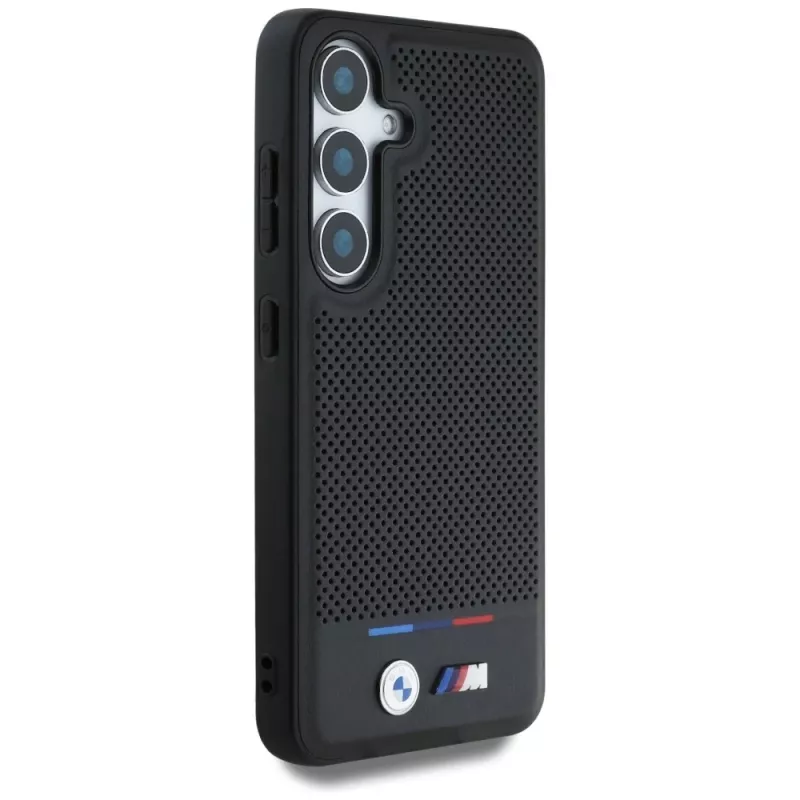 BMW Leder-Tricolor-Streifen MagSafe Case para Samsung Galaxy S25 preto