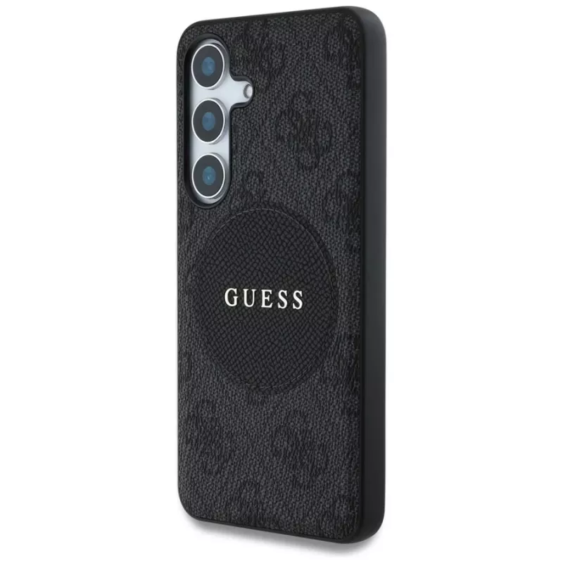 Guess 4G Round Patch Classic Logo MagSafe Case para Samsung Galaxy S25+ (preto)