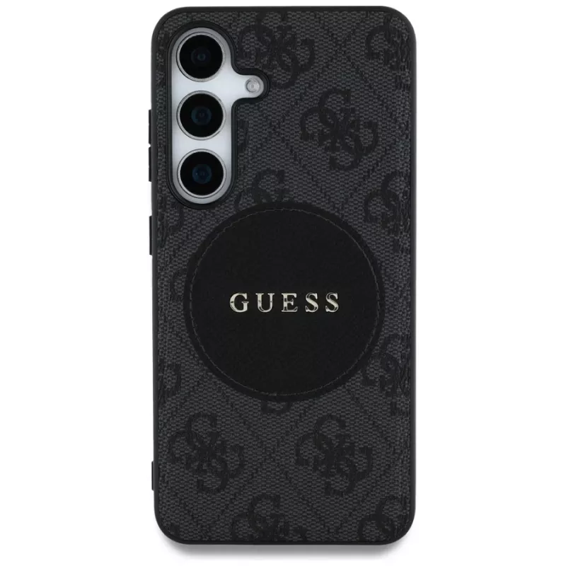 Guess 4G Round Patch Classic Logo MagSafe Case para Samsung Galaxy S25+ (preto)