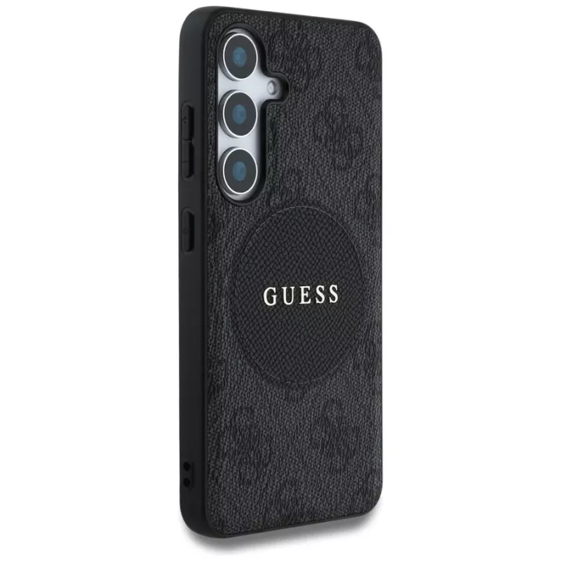 Guess 4G Round Patch Classic Logo MagSafe Case para Samsung Galaxy S25+ (preto)