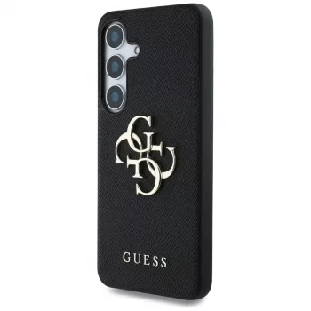 Guess Grained Big 4G Logo Small Classic Logo Capa traseira para Samsung Galaxy S25, preto