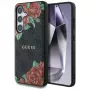 Guess Leather 4G Flowers Print Metal Classic Logo MagSafe Case para Samsung Galaxy S25, preto