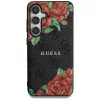 Guess Leather 4G Flowers Print Metal Classic Logo MagSafe Case para Samsung Galaxy S25, preto