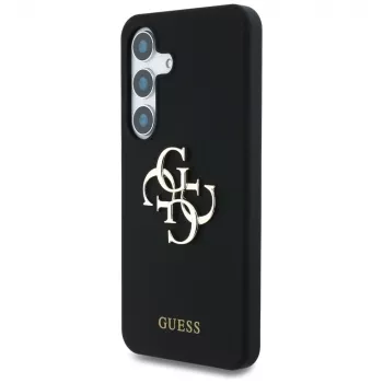 Guess Silicone Big 4G Logo Bottom Script Case para Samsung Galaxy S25, preto