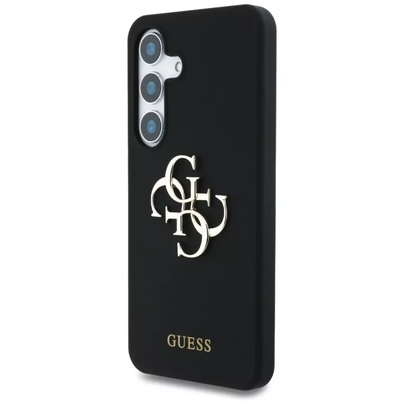 Guess Silicone Big 4G Logo Bottom Script Case para Samsung Galaxy S25, preto