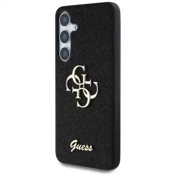 Guess Fixed Glitter Big 4G Metal Logo Case para Samsung Galaxy S25 (preto)