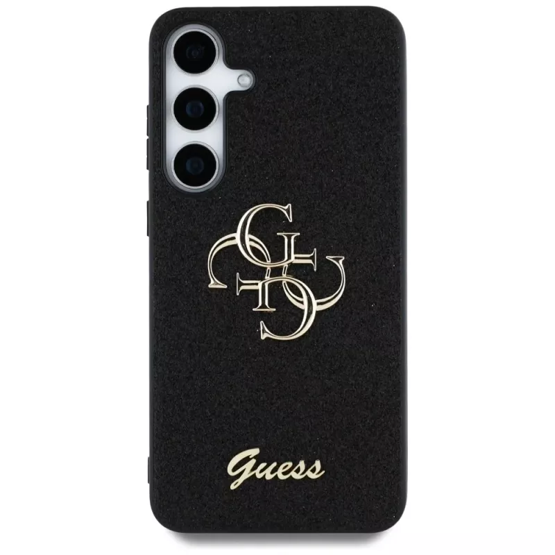 Guess Fixed Glitter Big 4G Metal Logo Case para Samsung Galaxy S25+ (preto)