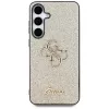 Guess Fixed Glitter Big 4G Metal Logo Capa traseira para Samsung Galaxy S25 - dourado
