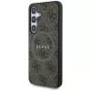 Guess Leather 4G Colored Ring Classic Logo MagSafe Case para Samsung Galaxy S25 (castanho)