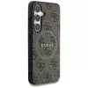 Guess Leather 4G Colored Ring Classic Logo MagSafe Case para Samsung Galaxy S25 (castanho)