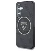 Guess 4G Glitter Triangle Buttons MagSafe Case para Samsung Galaxy S25, preto