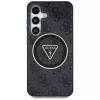 Guess 4G Glitter Triangle Buttons MagSafe Case para Samsung Galaxy S25, preto