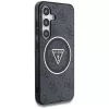 Guess 4G Glitter Triangle Buttons MagSafe Case para Samsung Galaxy S25, preto