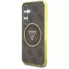 Guess 4G Glitter Triangle Buttons MagSafe Case para Samsung Galaxy S25 (castanho)