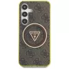 Guess 4G Glitter Triangle Buttons MagSafe Case para Samsung Galaxy S25 (castanho)