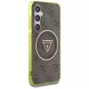 Guess 4G Glitter Triangle Buttons MagSafe Case para Samsung Galaxy S25 (castanho)