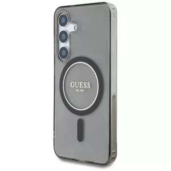 Guess Glitter Circle Classic Logo MagSafe Case para Samsung Galaxy S25 preto
