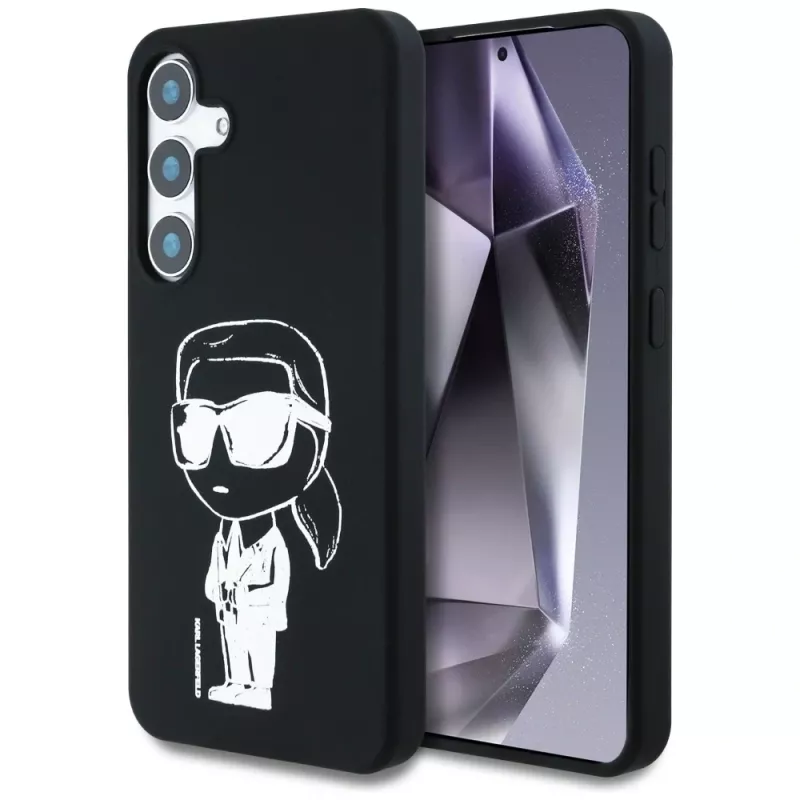 Karl Lagerfeld Silicone Graffiti Ikonik Printed Logo MagSafe Case para Samsung Galaxy S25 preto