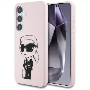 KARL LAGERFELD Silicone Graffiti Ikonik Printed Logo MagSafe Case para Samsung Galaxy S25 - rosa
