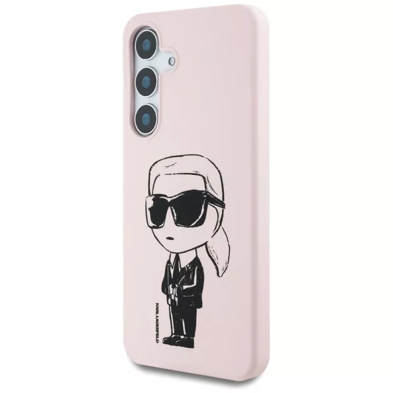 KARL LAGERFELD Silicone Graffiti Ikonik Printed Logo MagSafe Case para Samsung Galaxy S25 - rosa