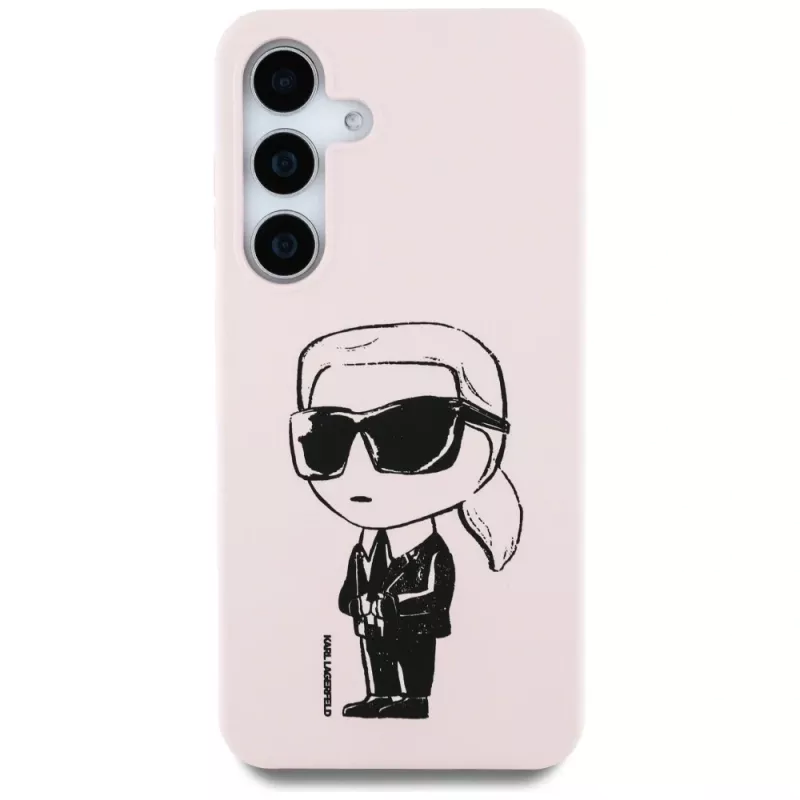 KARL LAGERFELD Silicone Graffiti Ikonik Printed Logo MagSafe Case para Samsung Galaxy S25 - rosa