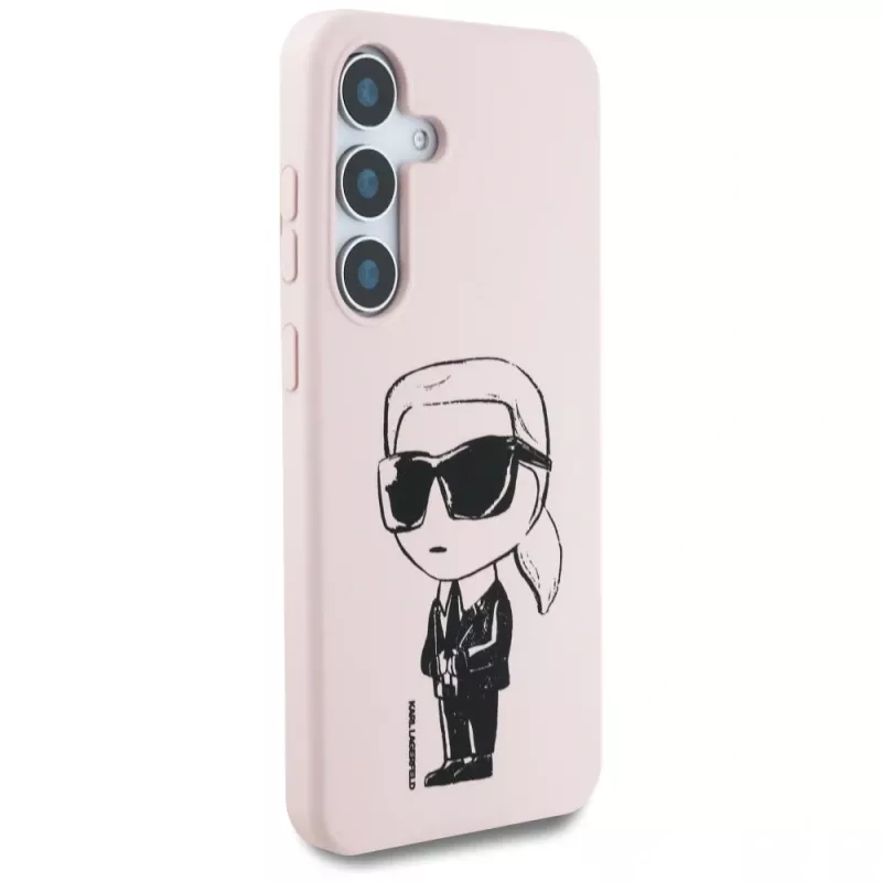 KARL LAGERFELD Silicone Graffiti Ikonik Printed Logo MagSafe Case para Samsung Galaxy S25 - rosa