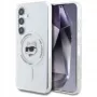Karl Lagerfeld Button Choupette Head Printed Logo MagSafe Case para Samsung Galaxy S25 branco