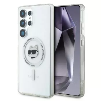 Karl Lagerfeld Button Choupette Head Printed Logo MagSafe Case para Samsung Galaxy S25 Ultra branco