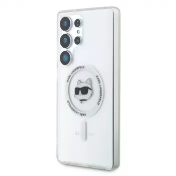 Karl Lagerfeld Button Choupette Head Printed Logo MagSafe Case para Samsung Galaxy S25 Ultra branco