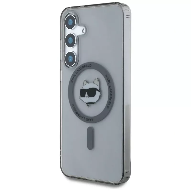 Karl Lagerfeld Button Choupette Head Printed Logo MagSafe Case para Samsung Galaxy S25, preto