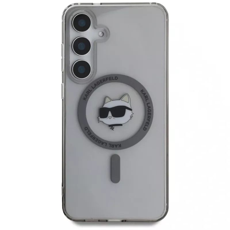 Karl Lagerfeld Button Choupette Head Printed Logo MagSafe Case para Samsung Galaxy S25, preto