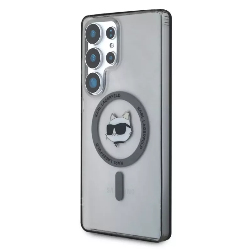 Karl Lagerfeld Button Choupette Head Printed Logo MagSafe Case para Samsung Galaxy S25 Ultra, preto