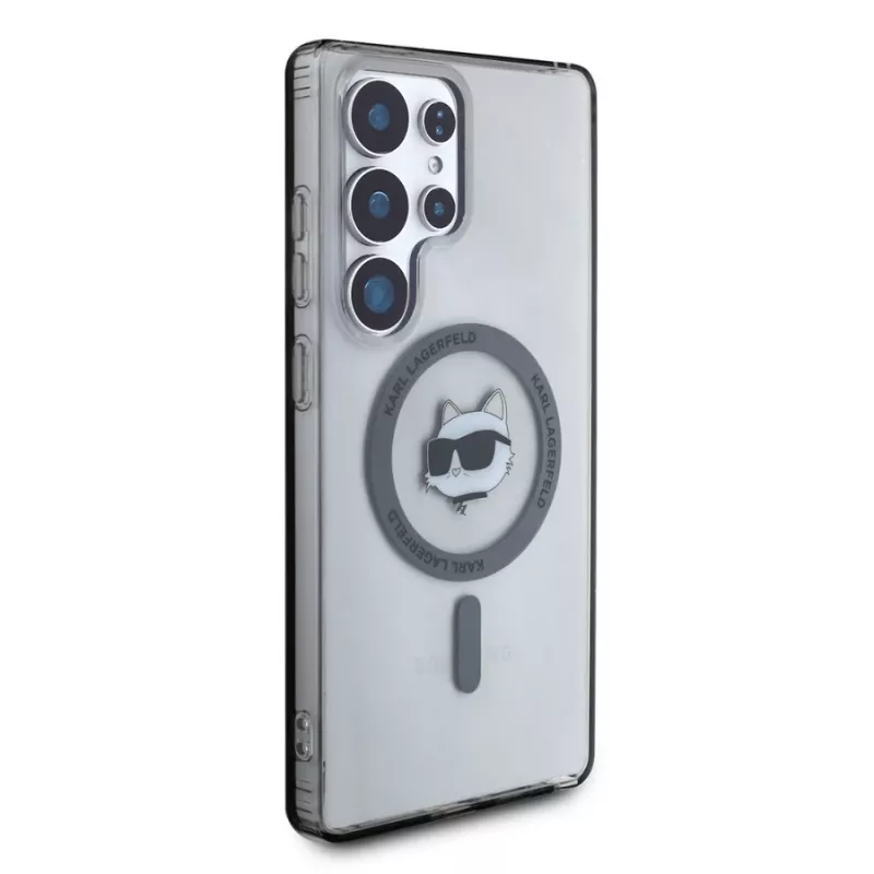Karl Lagerfeld Button Choupette Head Printed Logo MagSafe Case para Samsung Galaxy S25 Ultra, preto