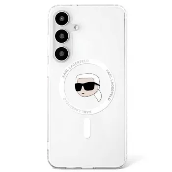 KARL LAGERFELD Button Karl Head Printed Logo MagSafe Case para Samsung Galaxy S25, branco