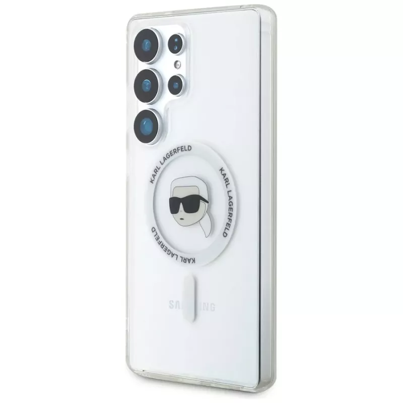 KARL LAGERFELD Button Karl Head Printed Logo MagSafe Case para Samsung Galaxy S25 Ultra branco