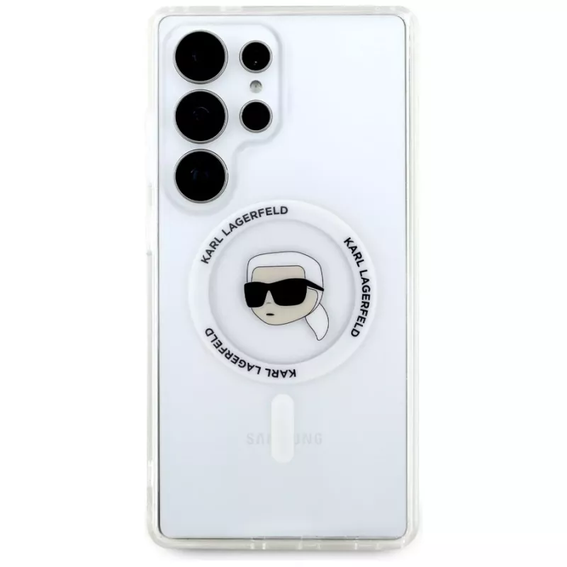 KARL LAGERFELD Button Karl Head Printed Logo MagSafe Case para Samsung Galaxy S25 Ultra branco