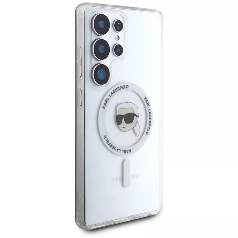 KARL LAGERFELD Button Karl Head Printed Logo MagSafe Case para Samsung Galaxy S25 Ultra branco