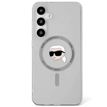 KARL LAGERFELD Capa MagSafe Button Karl Head Printed Logo para Samsung Galaxy S25, preto