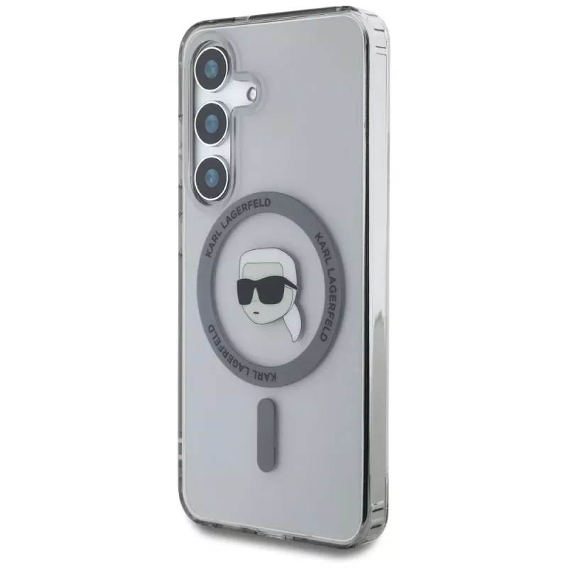 KARL LAGERFELD Capa MagSafe Button Karl Head Printed Logo para Samsung Galaxy S25, preto