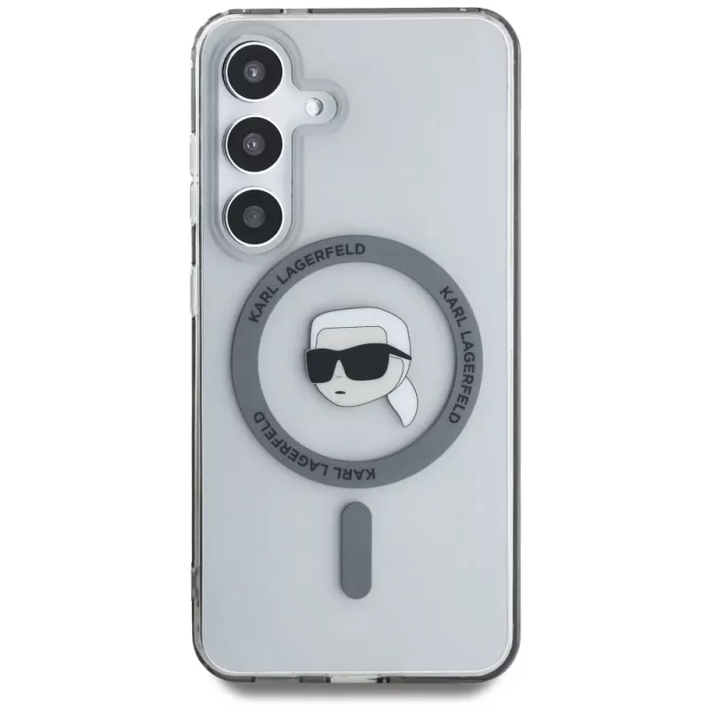 KARL LAGERFELD Capa MagSafe Button Karl Head Printed Logo para Samsung Galaxy S25, preto